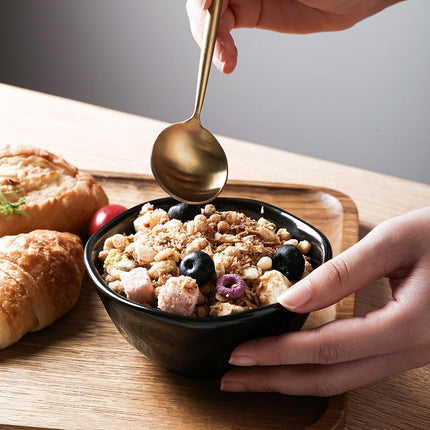 vicrays Ceramic Small Dessert Bowls Set - 10 oz, Set of 6, Microwave, Oven and Dishwasher Safe, for Rice, Ice Cream, Soup, Snacks, Cereal, Chili, Side Dishes etc, Kitchen Bowls Set, Black