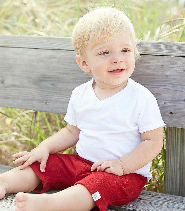 Burt's Bees Baby - Baby Boys T-Shirt, Short Sleeve V-Neck and Crewneck Tees, 100% Organic Cotton, Cloud, 3-6 Months