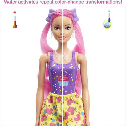 Barbie Color Reveal Glitter! Hair Swaps Doll, Glittery Pink with 25 Hairstyling & Party-Themed Surprises Including 10 Plug-in Hair Pieces, for Kids 3 Years Old & Up