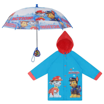 Set de impermeable y paraguas Nickelodeon de la Patrulla Canina para niños, azul claro, de 6 a 7 años