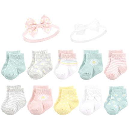 Hudson Baby Baby Girls Sock and Headband 12pc Set, Daisy, 0-9 Months, Daisy, 0-9 Months