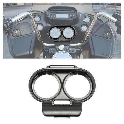 Cache de jauge HECASA compatible avec Harley-Davidson Road Glide 1998-2013, tableau de bord, carénage supérieur, carénage de tachymètre, garniture de lunette de jauge de vitesse, noir, remplacement pour 67923-98B 21906