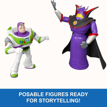 Mattel Disney Pixar Storytellers Story Intergalactic 3-Pack of Action Figures, 4-Inch Scale Buzz Lightyear, Zurg & Alien Posable Toys
