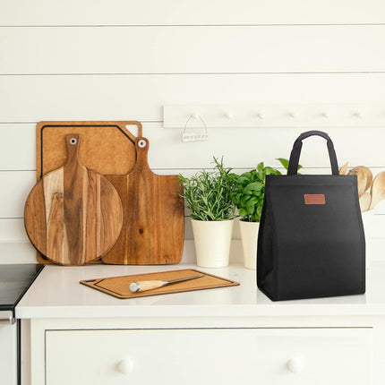 Lunch Bags for Women Insulated Reusable Lunch Box Tote with Internal Pocket, Lunch Tote Bag for Work (Black