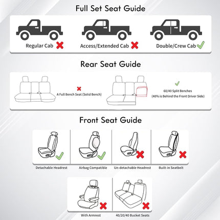 Huidasource Tacoma Seat Covers Full Set, Full Coverage Waterproof Leather Truck Seat Protector, Front&Rear Cushion Cover Custom Fit for Toyota Tacoma 2016-2023 Double/Crew Cab(Full Set/Black&Blue)