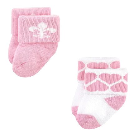 Hudson Baby Baby Girls' Cotton Rich Newborn and Terry Socks, Royal 12-pack, 6-12 Months