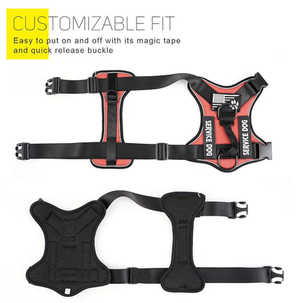 Demigreat Service Dog Harness, Reflective Dog Vest Harness with 5 PCS Patches, Adjustable Soft Oxford Pet Harness, Inner Layer Mesh, Easy to Control for Small Medium Large Dogs