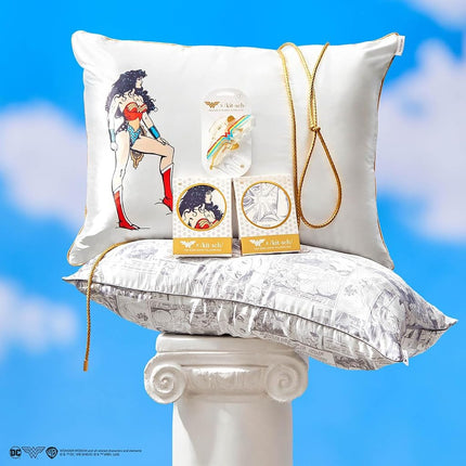 Wonder Woman (Believe in Wonder) x Kitsch Satin Pillowcase with Zipper – Softer Than Silk, Luxury Cooling Pillowcase for Hair & Skin, Wrinkle Prevention, King Size (19X36)