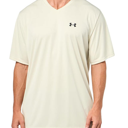 Camiseta de cuello de pico y manga corta Under Armour Velocity 2.0 para hombre, (273) Silt / / Negro, XL