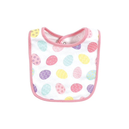 Hudson Baby Bavoir unisexe en coton et bandeau ou bonnet pour bébé, Joyeuses Pâques, Taille unique