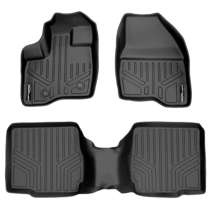 SMARTLINER Tapis de sol de voiture, tapis de sol sur mesure, ensemble de 2 rangées, noir, pour Ford Explorer 2011-2014 avec console centrale de 2e rangée