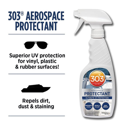 303® Marine Aerospace UV Protectant Spray for Vinyl, Plastic, Rubber, Fiberglass, Leather & More – Dust and Dirt Repellant - Non-Toxic, Matte Finish, (30340M) 473ml