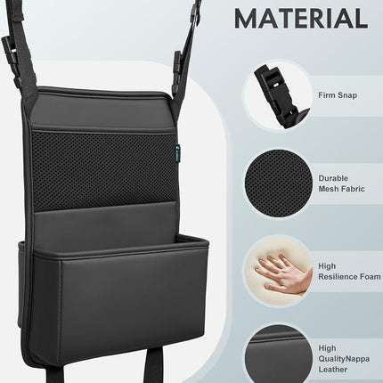 FLORICH Leather Car Seat Back Organizer Mesh Large Capacity Bag with Waterproof Cup Holder, Car Hanging Storage Bag Pocket Between Seats, Barrier of Backseat Pet Kids
