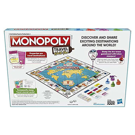 Monopoly World Tour Monopoly Board Game, with Token Stampers and Dry-Erase Gameboard, Board Games for Family Game Night