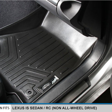 MAXFLOORMAT Floor Mats and MAXTRAY Cargo Liner for Lexus IS Sedan (2014-2017) (Non All-Wheel Drive) Complete Set (Black)