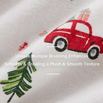 Woolrich Cotton Sheet Set Cottage Charms Print, 100% Cotton Flannel Sheets Warm & Fuzzy Bedding Set Twin Size Sheets, Fitted Pocket Fits Up to 12" Mattress, Twin Green Tree Trip 3 Piece