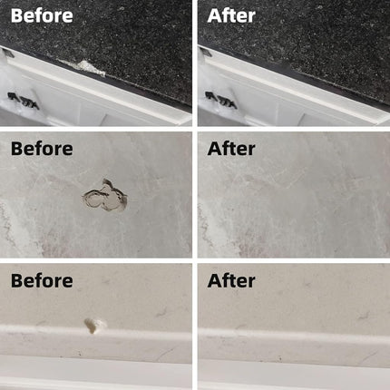Globalcom Tile and Granite/Marble Repair Kit, Porcelain Stone and Quartz Countertops Repair Kit for Chips Dents Cracks Holes Scratch, Fix Chipped Edges Corners, Reattaches Missing Pieces