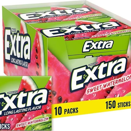 Wrigleys Extra Sweet Watermelon Sugarfree Chewing Gum Box Of 10 x 15 Stick Packs
