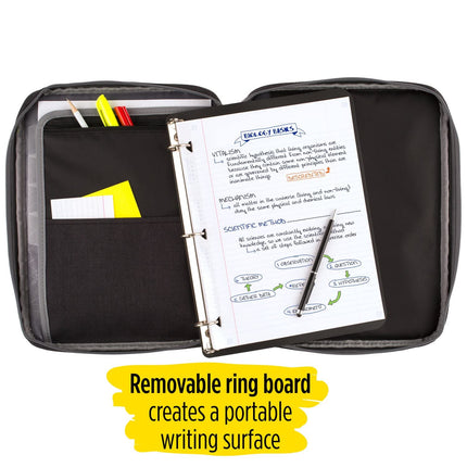 Five Star Zipper Binder, 1 Inch 3-Ring Binder, Carry-All with Internal Pockets and Dividers, 375 Total Sheet Capacity, Heathered Black/Gray (29092IT8)