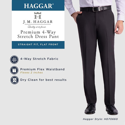 Haggar J.M Pantalon pour homme Jm Sharkskin Superflex Waist Straight Fit Flat Front, Noir, 30W x 30L