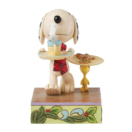 Enesco Peanuts by Jim Shore Snoopy and Woodstock with Cookies for Santa Figurine, 5 Inch, Multicolor
