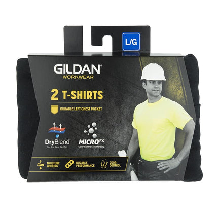 Gildan Adult DryBlend Workwear T-Shirts with Pocket, 2-Pack, Black, XL