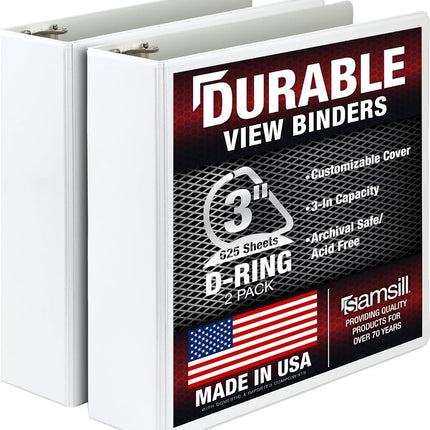 Samsill Durable Binder, Made in The USA, D Ring Bi