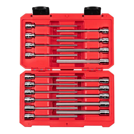 TEKTON 3/8 Inch Drive Long Hex Bit Socket Set, 19-Piece (1/8-3/8 in, 3-10 mm) | SHB91315