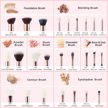 Jessup Makeup Brushes Set Professional 25pcs Natural Face & Eye Brush T155