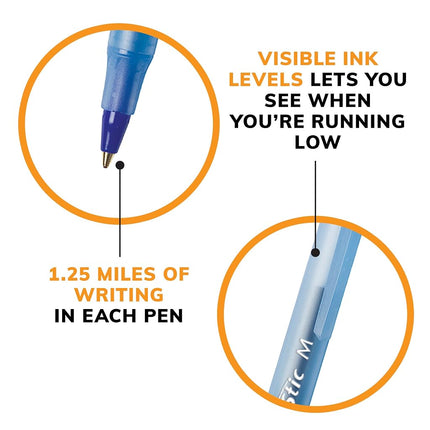 BIC Round Stic Xtra Life Ball Point Stick Pen, Medium Point, 1.0 mm Blue Ink, 144-Count