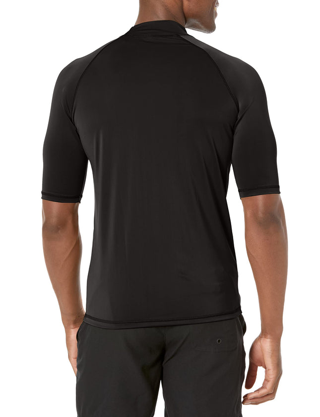 Kanu Surf Men's Mercury UPF 50+ Short Sleeve Sun Protective Rashguard Swim Shirt, Avalon Black, Small