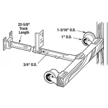 Prime-Line R 7137 Monorail Drawer Kit, 22-5/8 in Track L, Mill