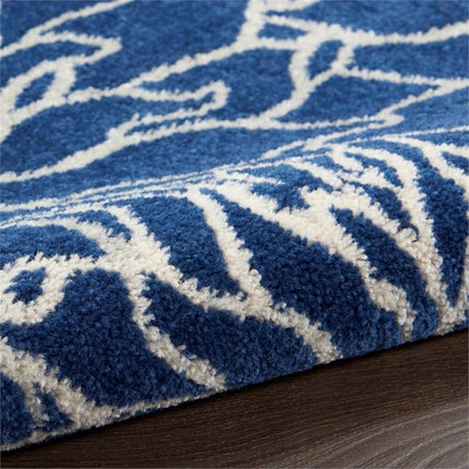 Nourison Home Passion 6' Runner Navy Ivory Fabric Contemporary Area Rug (6' Runner)