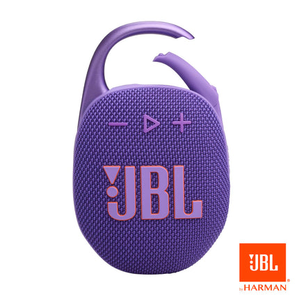 JBL Clip 5 - Altavoz Bluetooth ultraportátil, impermeable y a prueba de polvo, sonido Pro grande con graves potentes, mosquetón integrado, hasta 12 horas de reproducción, fabricado en parte con materiales reciclados (morado)