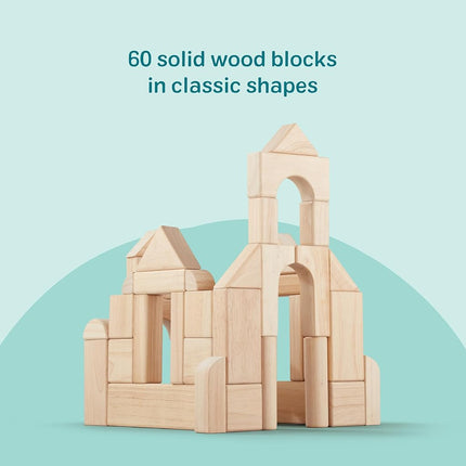 Melissa & Doug 60 Wood Building Blocks | Developmental Toy | Toy Blocks & Building | Age 3+ | 60 Piece Set|Gift for Boy or Girl