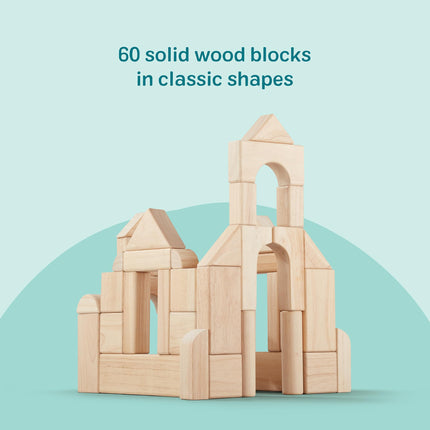Melissa & Doug 60 Wood Building Blocks | Developmental Toy | Toy Blocks & Building | Age 3+ | 60 Piece Set|Gift for Boy or Girl