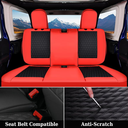 Fundas de Asiento Coverado Juego Completo de 4 Puertas para Jeep Wrangler, Fundas de Asiento de Coche Impermeables para Camionetas y Automóviles, Fundas de Asiento Personalizadas para Jeep Wrangler JK 2008-2012 (Rojo)