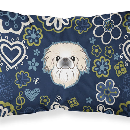 Caroline's Treasures Blue Flowers Pekingese Fabric
