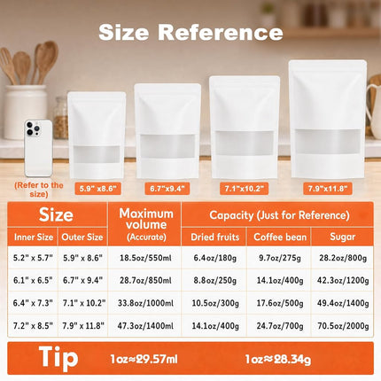 FireKylin Pack of 100 Resealable Paper Bags with Matte Window for Small Business, Zip Closure and Heat Sealable Treat Bags for Packaging (Inner Size 5.2 x 5.7 inches