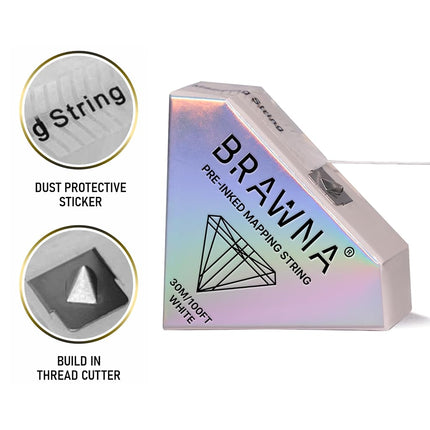 BRAWNA White Brow Mapping string for Eyebrow Measuring - Microblading Supplies - PMU Kit - Pre inked Mapping Thread - 4 Pack