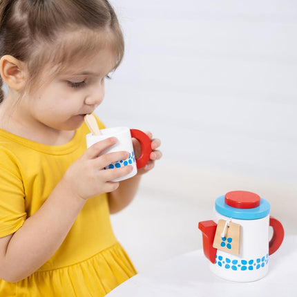 Melissa & Doug Steep & Serve Wooden Toy Tea Set | Pretend Play | Play Food | Wooden Toy | 3+ | Gift for Boy or Girl