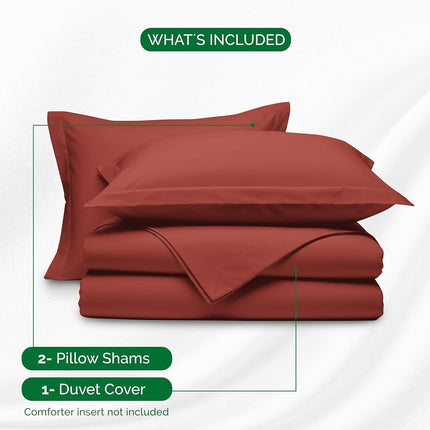 Elegant Comfort Luxury 3-Piece Duvet Cover Set - 1500 Premium Hotel Quality Microfiber Hotel Collection - Comforter Cover with Button Closure and Shams, Full/Queen, Rust