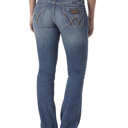Wrangler Women's Retro Mae Mid Rise Stretch Boot Cut Jean, Deadwood, 7W x 34L