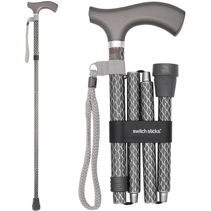 Canne de marche de luxe gravée Switch Stick Graphite – Pliable et réglable