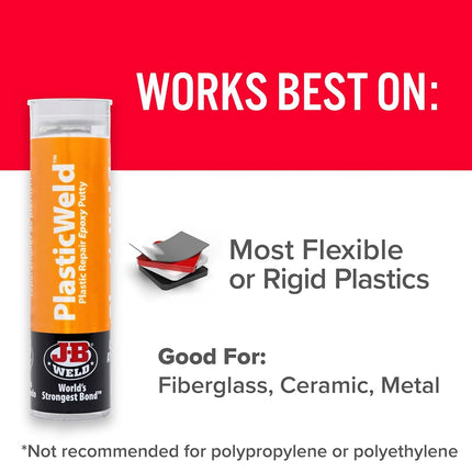 JB Weld Plasticweld Plastic Repair Epoxy Putty, 56 g