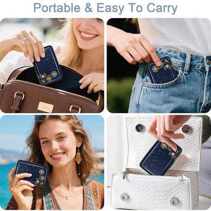 Mini Credit Card Holder for Women or Men,RFID Blocking Slim Hard Card Case ID Case Travel Wallet, Dandelion, S
