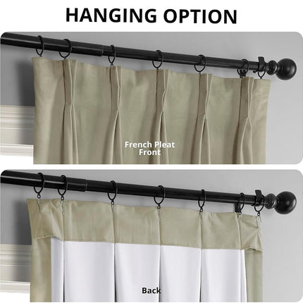 HPD Half Price Drapes Velvet Blackout Curtains/Drapes - 120 Inches Long 1 Panel Blackout Curtain Signature Pleated for Living Room & Bedroom - 25W X 120L, Cool Beige