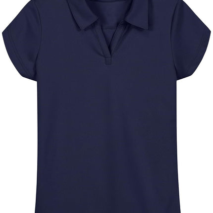 Nautica Girls' Short Sleeve Performance Polo, Navy