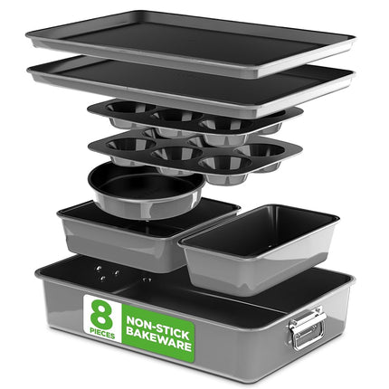 NutriChef 8-Piece Nonstick Stackable Bakeware Set 
