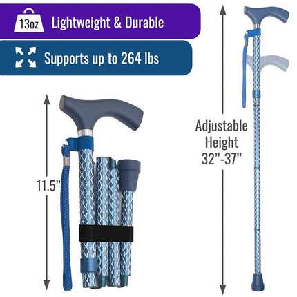Switch Sticks - Bastón Plegable Ajustable de 32" a 37" Negro